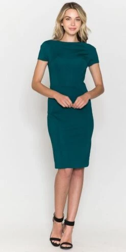 Poly USA | Ed Young 8774 Cap Sleeves Round Neck Midi Dress(Poly Usa 8774 Cap Sleeves Round Neck Midi Dress)