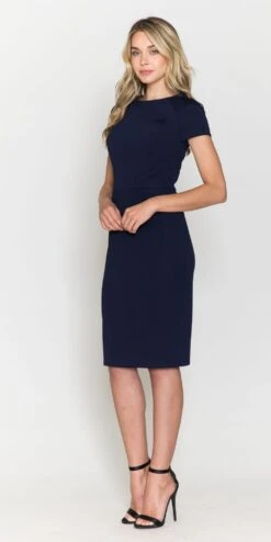 Poly USA | Ed Young 8774 Cap Sleeves Round Neck Midi Dress(Poly Usa 8774 Cap Sleeves Round Neck Midi Dress) -Dress Promotion Store 8774NAVY 1