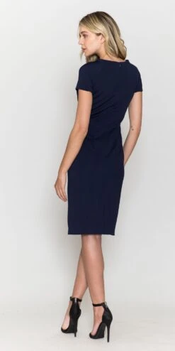 Poly USA | Ed Young 8774 Cap Sleeves Round Neck Midi Dress(Poly Usa 8774 Cap Sleeves Round Neck Midi Dress) -Dress Promotion Store 8774NAVY 3