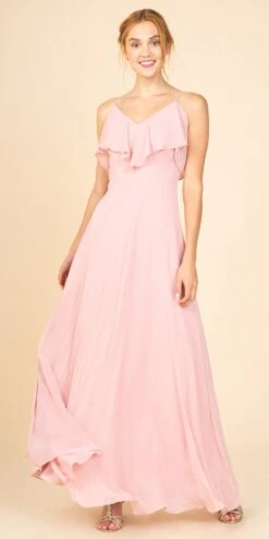 Eureka 8877 Ruffled Cold-Shoulder Long Chiffon A-Line Dress(Ruffled Cold Shoulder Long Bridesmaids Dress Lilac) -Dress Promotion Store 8877 eureka dusty rose 792a3c53 64cb 4082 866d 7741335e6b53