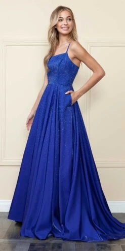 Poly USA | Ed Young 8886 Iridescent Rhinestones Bodice Spaghetti Strap Corset Closure(Poly Usa 8886 Iridescent Rhinestones Bodice Spaghetti Strap Corset Closure) -Dress Promotion Store 8886Royal 9