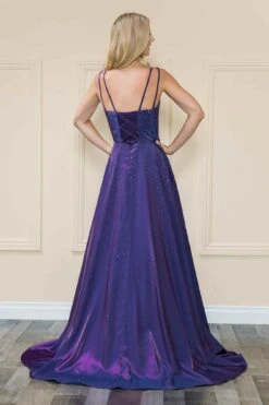 Poly USA | Ed Young 8922 Floor Length Spaghetti Strap Iridescent Rhinestones Dress(Poly Usa 8922 Floor Length Spaghetti Strap Iridescent Rhinestones Dress) -Dress Promotion Store 8922Purple 15