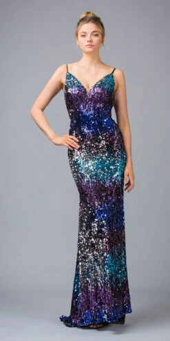 Eureka 9105 Multi-Sequins Long Dress With Spaghetti Straps(Silver Multi Sequins Long Prom Dress With Spaghetti Straps) -Dress Promotion Store 9105 eureka fashion multi 06560178 d796 42df b687 4c8d935af54f