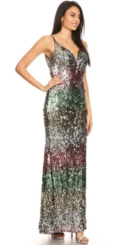 Eureka 9105 Multi-Sequins Long Dress With Spaghetti Straps(Silver Multi Sequins Long Prom Dress With Spaghetti Straps) -Dress Promotion Store 9105 eureka multi right side 48bfdc14 fe2c 4965 8ab6 cd378009b3e3