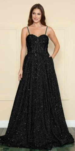 Poly USA | Ed Young 9152 Floor Length A-Line Sequin Dress Pockets Sweetheart Neck(Poly Usa 9152 Floor Length A Line Sequin Dress Pockets Sweetheart Neck) 17 Poly USA | Ed Young 9152 Floor Length A-Line Sequin Dress Pockets Sweetheart Neck(Poly Usa 9152 Floor Length A Line Sequin Dress Pockets Sweetheart Neck) -Dress Promotion Store 9152 black