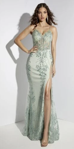 CLEARANCE - Eureka Fashion 9188 Long Fitted Open Boning Sequin Glitter Dress (Size XS)(Clearance Eureka Fashion 9188 Long Fitted Open Boning Sequin Glitter Dress Size Xs)