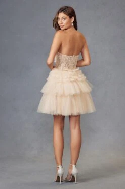 Juliet JT918A Dress Strapless Cocktail Leaf Lace Corset Bodice Ruffle Skirt(Juliet Jt918s Dress Strapless Cocktail Leaf Lace Corset Bodice Ruffle Skirt) -Dress Promotion Store 918SCHAMP 6