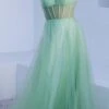 Eureka Fashion 9199 Floor Length A-Line Corset Sheer Bodice Tulle Gown(Eureka Fashion 9199 Floor Length A Line Corset Sheer Bodice Tulle Gown) -Dress Promotion Store 9199 eureka sage