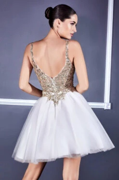 Cinderella Divine 9239 Short Poofy Layered A-Line Gown Tulle Skirt(Short Poofy Champagne Gold A Line Party Ball Gown Tulle Skirt) -Dress Promotion Store 9239 cinderella divine off white gold