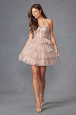 Juliet JT923S Dress Leaf Lace Corset With Ruffle Tulle Skirt(Juliet Jt923s Dress Leaf Lace Corset With Ruffle Tulle Skirt) -Dress Promotion Store 923SBUFF 2