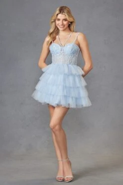 Juliet JT923S Dress Leaf Lace Corset With Ruffle Tulle Skirt(Juliet Jt923s Dress Leaf Lace Corset With Ruffle Tulle Skirt) -Dress Promotion Store 923SLIGHTBLUE 13