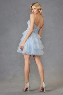 Juliet JT923S Dress Leaf Lace Corset With Ruffle Tulle Skirt(Juliet Jt923s Dress Leaf Lace Corset With Ruffle Tulle Skirt) -Dress Promotion Store 923SLIGHTBLUE 16