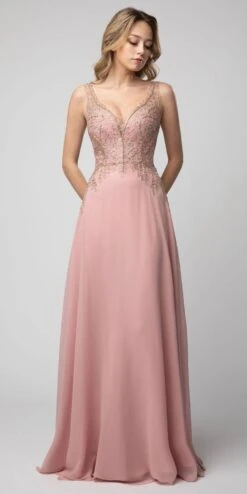Juno 926 A-Line Long Formal Dress Appliqued Bodice(A Line Long Formal Dress Appliqued Bodice Blush) 16 Juno 926 A-Line Long Formal Dress Appliqued Bodice(A Line Long Formal Dress Appliqued Bodice Blush) -Dress Promotion Store 926 juno blush