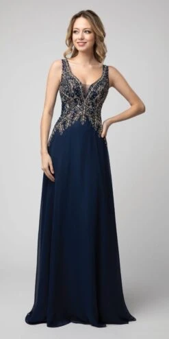 Juno 926 A-Line Long Formal Dress Appliqued Bodice(A Line Long Formal Dress Appliqued Bodice Blush) 15 Juno 926 A-Line Long Formal Dress Appliqued Bodice(A Line Long Formal Dress Appliqued Bodice Blush) -Dress Promotion Store 926 juno navy blue
