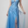 CLEARANCE - Juno 936 Lace-Up Back A-Line Long Prom Dress With Slit (Size Large)(Clearance Juno 936 Lace Up Back A Line Long Prom Dress With Slit Size Large)