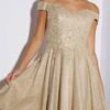 Eureka Fashion 9366 Short Off The Shoulder Shimmer Jersey A-line Dress(Eureka Fashion 9366 Short Off The Shoulder Shimmer Jersey A Line Dress)