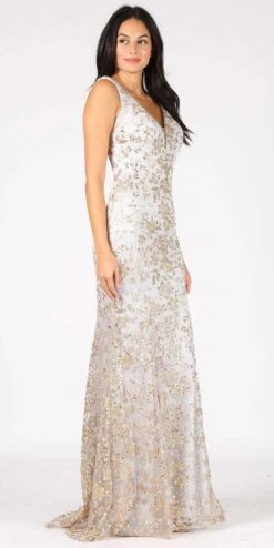 Eureka 9706 Sequin Embellished Long Fitted Gown(Eureka 9706 Sequin Embellished Long Fitted Gown) -Dress Promotion Store 9706 champagne gold back side