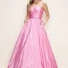 Poly USA | Ed Young 9754 Strapless A-Line Ballgown With Pockets Long Dress(Poly Usa Ed Young 9754 Strapless A Line Ballgown With Pockets Long Dress) -Dress Promotion Store 9754Pink 1