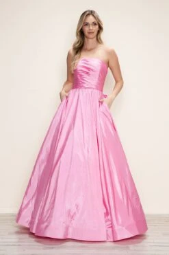 Poly USA | Ed Young 9754 Strapless A-Line Ballgown With Pockets Long Dress(Poly Usa Ed Young 9754 Strapless A Line Ballgown With Pockets Long Dress)