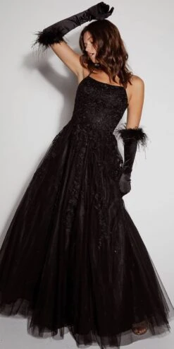 Eureka 9757 Lace Embroidery Glitter Ball Gown Lace-Up Back(Appliqued Ivory Prom Ball Gown Lace Up Back)