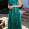 Eureka 9766 Long Off Shoulder A-Line Gown Glitter Print(Eureka 9766 Long Off Shoulder A Line Gown Glitter Print) -Dress Promotion Store 9766 emerald