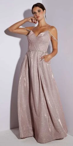 Eureka 9800 Long A-Line Shimmer Gown Off Shoulder(Eureka 9800 Long A Line Shimmer Gown Off Shoulder)