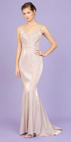 Eureka 9811 Cold-Shoulder Mermaid Long Dress(Ice Blue Cold Shoulder Mermaid Long Prom Dress) -Dress Promotion Store 9811 eureka rose gold