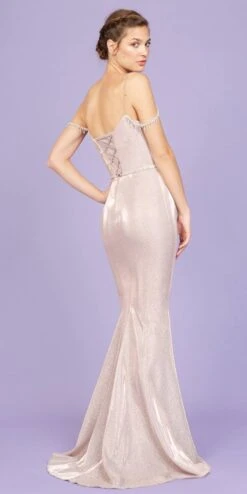 Eureka 9811 Cold-Shoulder Mermaid Long Dress(Ice Blue Cold Shoulder Mermaid Long Prom Dress) -Dress Promotion Store 9811 eureka rose gold back