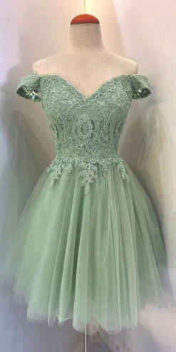 Eureka 9833 Short A-Line Off Shoulder Glitter Mesh Dress(Eureka 9833 Short A Line Off Shoulder Glitter Mesh Dress) -Dress Promotion Store 9833 SAGE