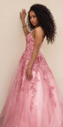 Eureka 9858 Floor Length A-Line Glitter Mesh Gown(Eureka 9858 Floor Length A Line Glitter Mesh Gown) -Dress Promotion Store 9858 dusty rose back