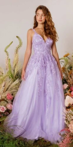 Eureka 9858 Floor Length A-Line Glitter Mesh Gown(Eureka 9858 Floor Length A Line Glitter Mesh Gown) -Dress Promotion Store 9858Lilac 4