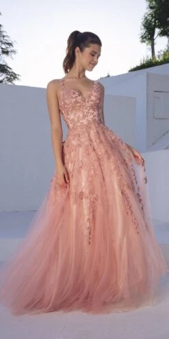 Eureka 9858 Floor Length A-Line Glitter Mesh Gown(Eureka 9858 Floor Length A Line Glitter Mesh Gown) -Dress Promotion Store 9858 eureka dusty rose