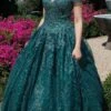 Eureka 9909 Off-Shoulder Ball Gown Lace-Up Back(Off Shoulder Rose Gold Prom Ball Gown Lace Up Back) -Dress Promotion Store 9909 emerald