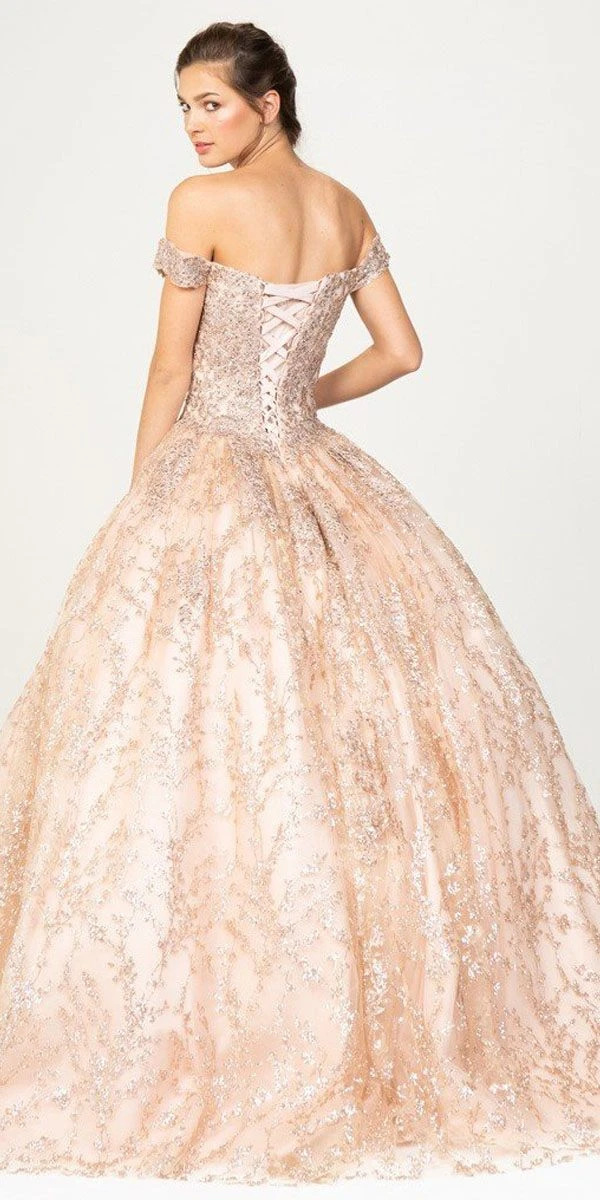 Eureka 9909 Off-Shoulder Ball Gown Lace-Up Back(Off Shoulder Rose Gold Prom Ball Gown Lace Up Back) 5 Eureka 9909 Off-Shoulder Ball Gown Lace-Up Back(Off Shoulder Rose Gold Prom Ball Gown Lace Up Back) - Image 3