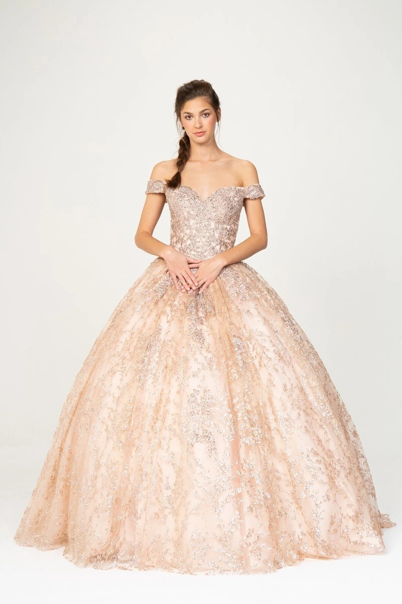 Eureka 9909 Off-Shoulder Ball Gown Lace-Up Back(Off Shoulder Rose Gold Prom Ball Gown Lace Up Back) 6 Eureka 9909 Off-Shoulder Ball Gown Lace-Up Back(Off Shoulder Rose Gold Prom Ball Gown Lace Up Back) - Image 4
