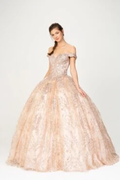 Eureka 9909 Off-Shoulder Ball Gown Lace-Up Back(Off Shoulder Rose Gold Prom Ball Gown Lace Up Back) 17 Eureka 9909 Off-Shoulder Ball Gown Lace-Up Back(Off Shoulder Rose Gold Prom Ball Gown Lace Up Back) -Dress Promotion Store 9909 eureka rose gold side