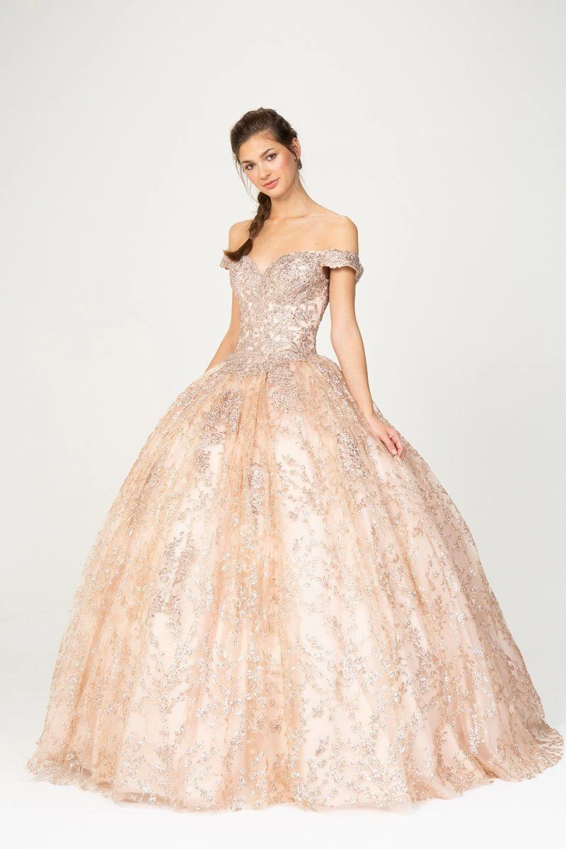 Eureka 9909 Off-Shoulder Ball Gown Lace-Up Back(Off Shoulder Rose Gold Prom Ball Gown Lace Up Back) 7 Eureka 9909 Off-Shoulder Ball Gown Lace-Up Back(Off Shoulder Rose Gold Prom Ball Gown Lace Up Back) - Image 5