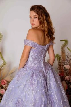 Eureka 9909 Off-Shoulder Ball Gown Lace-Up Back(Off Shoulder Rose Gold Prom Ball Gown Lace Up Back) 19 Eureka 9909 Off-Shoulder Ball Gown Lace-Up Back(Off Shoulder Rose Gold Prom Ball Gown Lace Up Back) -Dress Promotion Store 9909Lilac 7