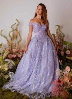 Eureka 9909 Off-Shoulder Ball Gown Lace-Up Back(Off Shoulder Rose Gold Prom Ball Gown Lace Up Back) 20 Eureka 9909 Off-Shoulder Ball Gown Lace-Up Back(Off Shoulder Rose Gold Prom Ball Gown Lace Up Back) -Dress Promotion Store 9909Lilac 8