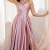 Eureka 9925 Floor Length Satin A-Line Dress With Pockets(Eureka 9925 Floor Length Satin A Line Dress With Pockets) -Dress Promotion Store 9925 tea rose