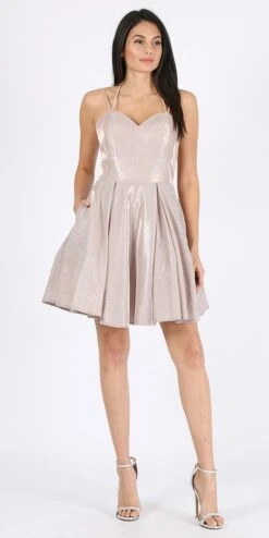 Eureka 9988 Homecoming Short Dress With Pockets(Homecoming Short Dress Rose Gold With Pockets) -Dress Promotion Store 9988 eureka rose gold