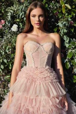 Andrea & Leo A1017 Corset Princessa Tulle Ruffle Ball Gown(Corset Princessa Tulle Ruffle Ball Gown By Andrea Leo A1017) -Dress Promotion Store A1017 andrea and leo blush zoom