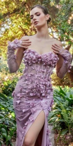 Andrea & Leo A1117 Hydrangia Mermaid Corset Gown With Detachable Sleeve(Andrea Leo A1117 Hydrangia Mermaid Corset Gown With Detachable Sleeve) -Dress Promotion Store A1117 MAUVE