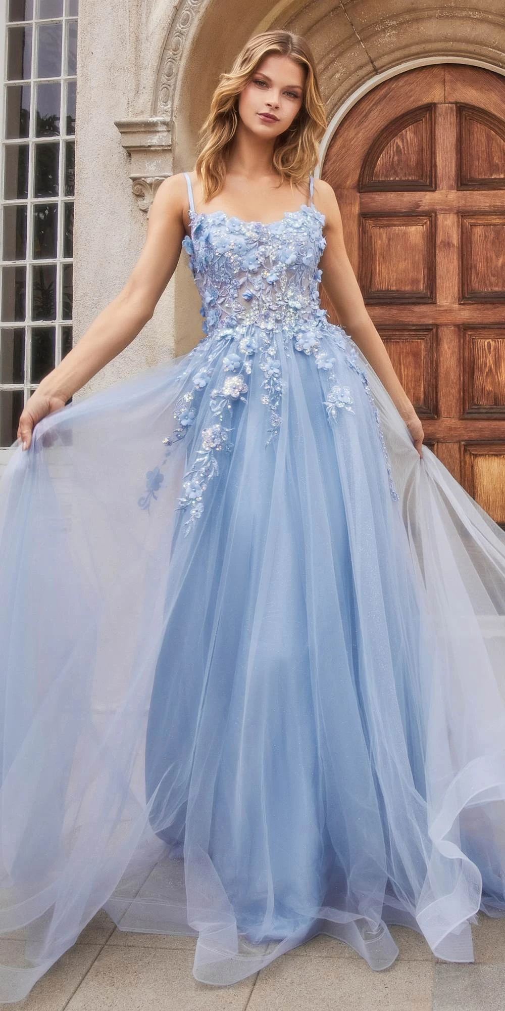 Andrea & Leo A1142 Floor Length Floral Applique A-Line Tulle Gown(Andrea Leo A1142 Floor Length Floral Applique A Line Tulle Gown) 9 Andrea & Leo A1142 Floor Length Floral Applique A-Line Tulle Gown(Andrea Leo A1142 Floor Length Floral Applique A Line Tulle Gown) - Image 7