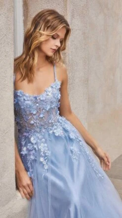 Andrea & Leo A1142 Floor Length Floral Applique A-Line Tulle Gown(Andrea Leo A1142 Floor Length Floral Applique A Line Tulle Gown) 23 Andrea & Leo A1142 Floor Length Floral Applique A-Line Tulle Gown(Andrea Leo A1142 Floor Length Floral Applique A Line Tulle Gown) -Dress Promotion Store A1142 blue 1