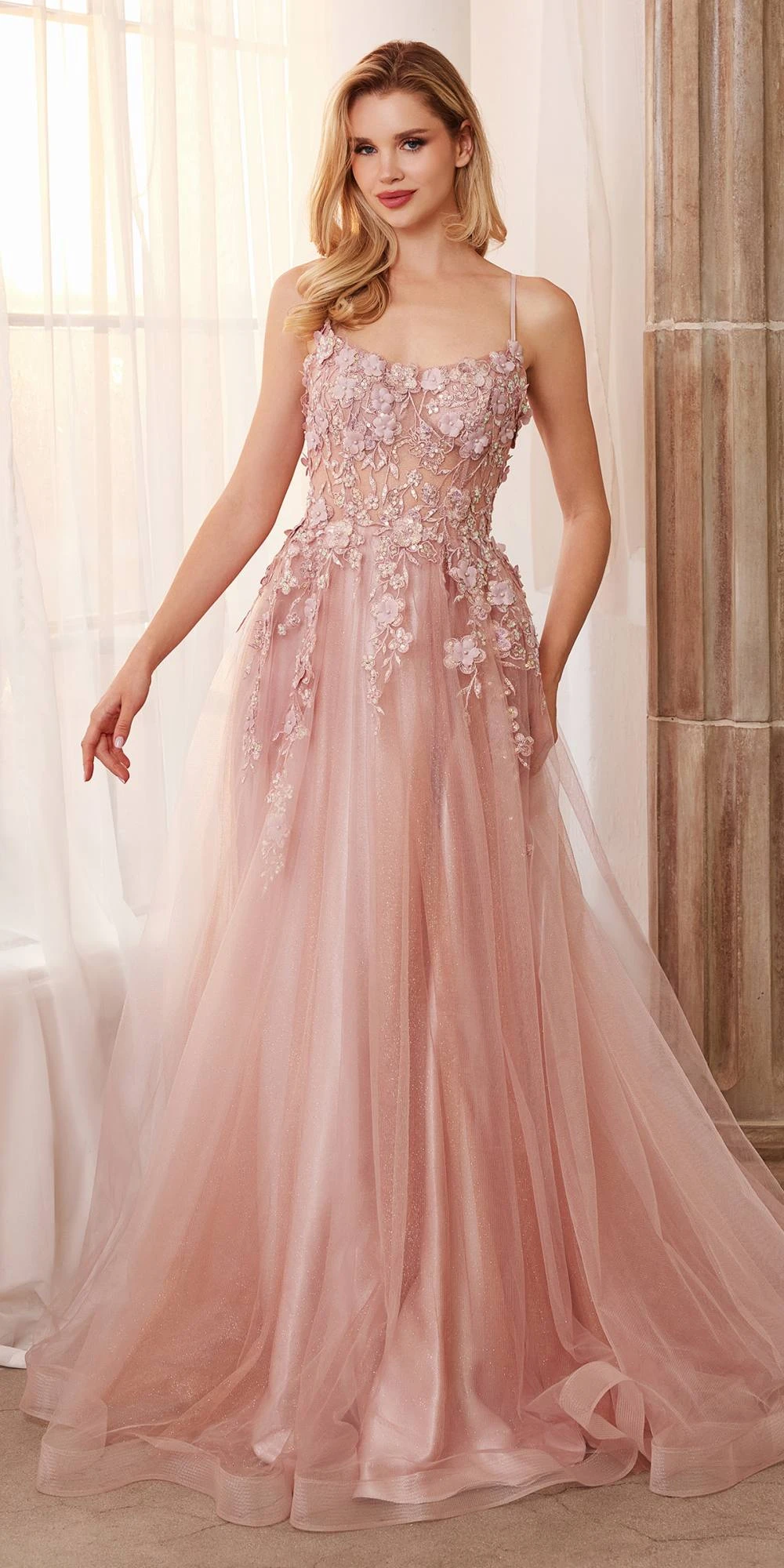 Andrea & Leo A1142 Floor Length Floral Applique A-Line Tulle Gown(Andrea Leo A1142 Floor Length Floral Applique A Line Tulle Gown) 13 Andrea & Leo A1142 Floor Length Floral Applique A-Line Tulle Gown(Andrea Leo A1142 Floor Length Floral Applique A Line Tulle Gown) - Image 11