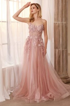 Andrea & Leo A1142 Floor Length Floral Applique A-Line Tulle Gown(Andrea Leo A1142 Floor Length Floral Applique A Line Tulle Gown) 27 Andrea & Leo A1142 Floor Length Floral Applique A-Line Tulle Gown(Andrea Leo A1142 Floor Length Floral Applique A Line Tulle Gown) -Dress Promotion Store A1142 dustyrose 2