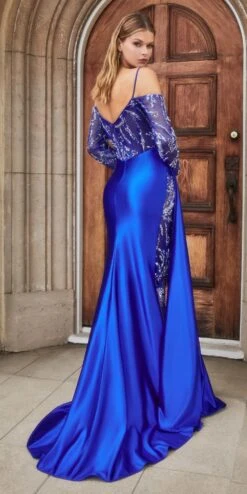 Andrea & Leo A1160 Long Sleeve Beaded Corset Gown With Satin Skirt(Andrea Leo A1160 Long Sleeve Beaded Corset Gown With Satin Skirt) -Dress Promotion Store A1160 royal back