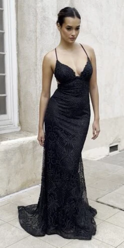 Andrea & Leo A1170 Long Diamond Rococo Backless Mermaid Gown(Andrea Leo A1170 Long Diamond Rococo Backless Mermaid Gown) -Dress Promotion Store A1170 black