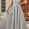 Andrea & Leo A1181 Floor Length Pearleque Ball Gown With Crystal Buckle(Andrea Leo A1181 Floor Length Pearleque Ball Gown With Crystal Buckle)